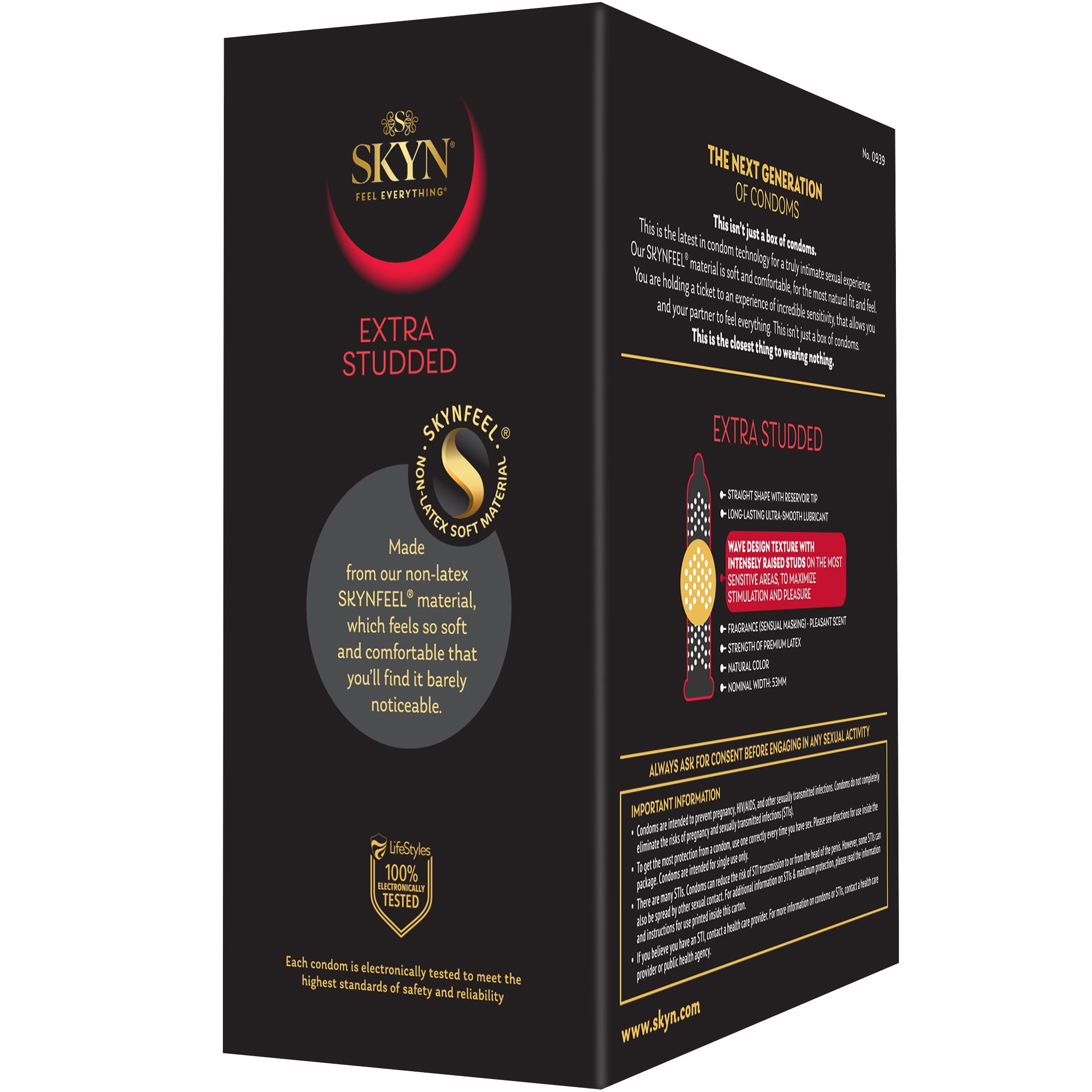SKYN Extra Studded Non-Latex Lubricated Condoms, 22 Count