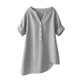thumbnail image 4 of vigerkar Women Short Sleeve Striped Blouses Top V Neck Loose Casual Summer Work Blouses Striped Shirt (Grey, S), 4 of 5