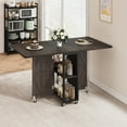 thumbnail image 4 of Folding Dining Table, Space Saving Dining Room Table, Folding Kitchen Table, Dark Walnut, 4 of 14