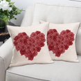 thumbnail image 2 of Valentines Day Heart Pillow Covers 18x18 Inch Set of 2 Rose Love Heart Holiday Farmhouse Throw Pillow Cases Wedding Anniversary Valentine''s Day Decoration Cushion Cover for Sofa, 2 of 6