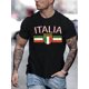 thumbnail image 1 of Camiseta con estampado gráfico de Italia: manga corta, cuello redondo, transpirable, cómoda, ropa informal de verano para hombre, ideal para viajes, senderismo y relax. Camiseta deportiva de ocio., 1 of 4