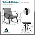 thumbnail image 6 of SUNCROWN 3-Piece Outdoor Patio Bistro Set Black Metal Rocking Chairs and Table with Gray Cushions, 6 of 9