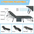 thumbnail image 2 of NAIZEA Folding Camping Cot Bed, Adjustable 4-Position Adults Reclining Folding Chaise with Pillow &2-sided cushion , Outdoor Portable Folding Lounge Chair Sleeping Cots, 2 of 8
