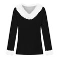thumbnail image 4 of Summer Tops for Women Autumn Winter Casual Fashion V Neck Collar Christmas Print Long Sleeve T Shirt Tops Casual Shirts plus Size Tee Shirts Fall Button Ups N Shirt of Women Satin Black L, 4 of 4