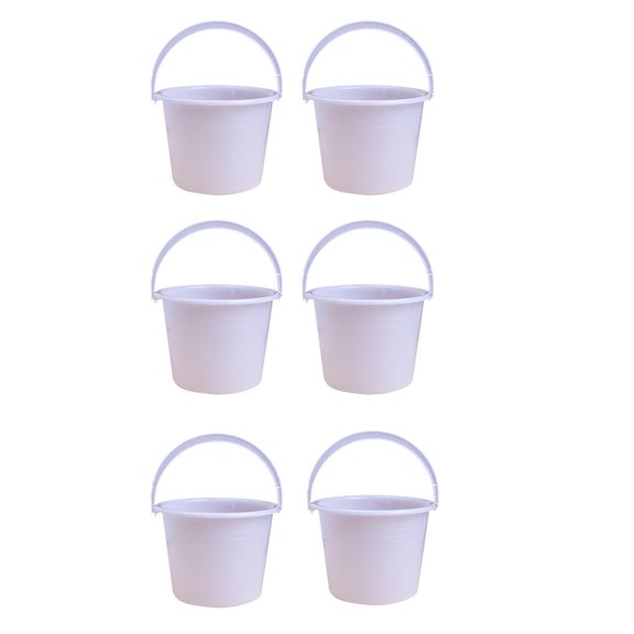 Niceauty White PP Paint Bucket Multipurpose Storage for Home and Business 6Pcs