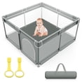 thumbnail image 1 of Parque infantil de 127 cm x 127 cm para bebés y niños pequeños, corralito de seguridad para niños, cerca para bebés, centro de actividades para interiores y exteriores, Gris, 1 of 6