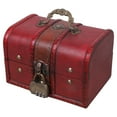 thumbnail image 3 of AOOOWER Vintage Wooden Treasure Chest Decorative Jewelry Storage Trunk Box with Metal Lo, 3 of 6