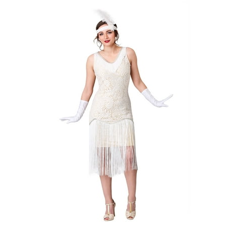 Women's White Fringe Flapper Costume