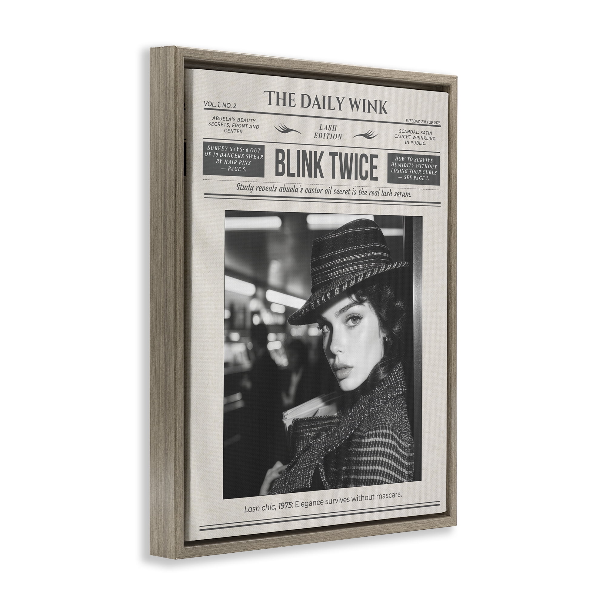 The Daily Wink Magazine Brown Framed Floater Canvas Wall Art, design by A Barefoot Stylist