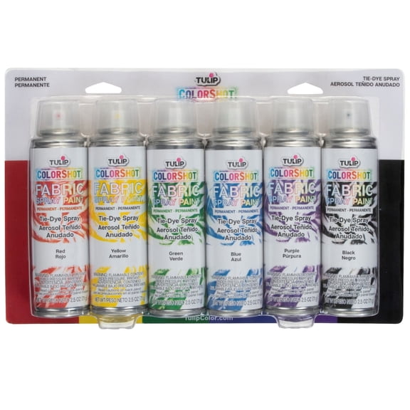 Tulip ColorShot Tie-Dye 6-Pack - Rainbow Aerosol Fabric Spray Paint Set for Clothing & DIY Projects