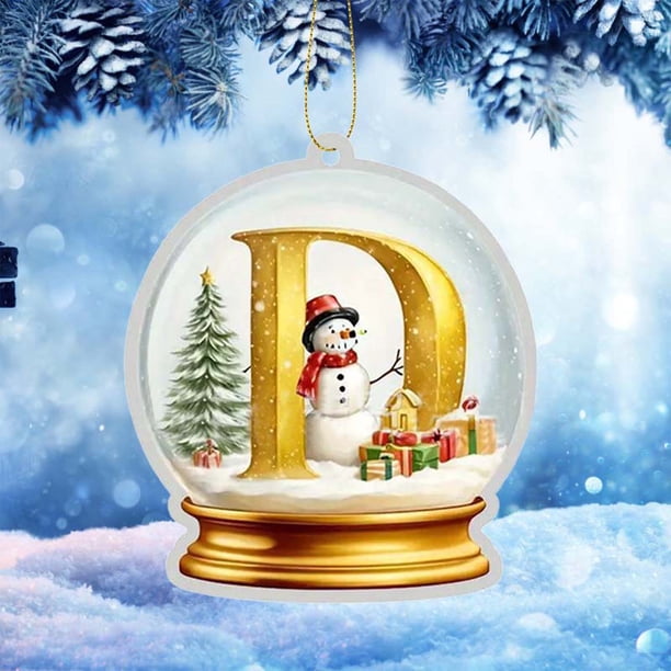 Adorno para Coche de Acrílico con 26 Letras de Cristal Amarillo, Colgante para Árbol de Navidad, Decoración Del Hogar
