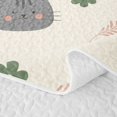 thumbnail image 5 of Manfei Cartoon Cat Twin Quilt Set, Spring Leaf Flower Twin Coverlet Set, Cream, 2pcs, 1 Bedspread and 1 Pillowcase, 5 of 7