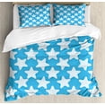 thumbnail image 1 of Star Duvet Cover Set King Size, Continuous Underwater Starfish Motifs Maritime Look Aquatic Colors Illustration, Decorative 3 Piece Bedding Set with 2 Pillow Shams, Sky Blue White, by Ambesonne, 1 of 3