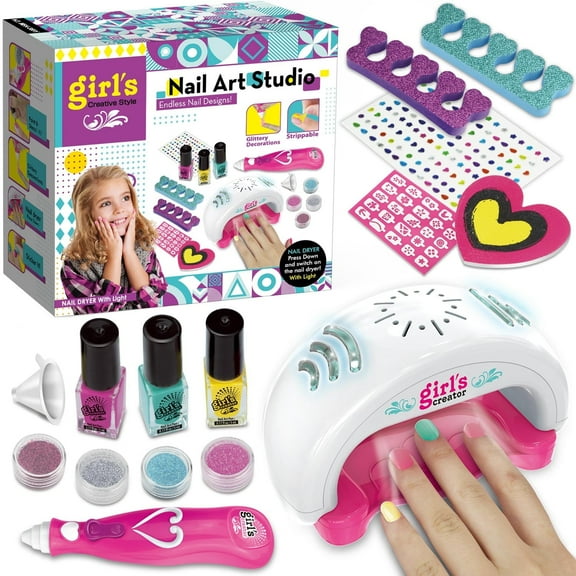 Beefunni Kids Nail Polish Set, Nail Art Kit for Girls Age 7-12 with Nail Dryer, Nail Kit Kids, Birthday Gift for Kids 3-12 Years Old