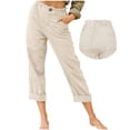 thumbnail image 2 of WILLBEST Pantalones Casuales de Mujer con Cintura Elástica y Bolsillos, Pantalones Casuales de Lino Cómodos para Uso Diario Chica, 2 of 7