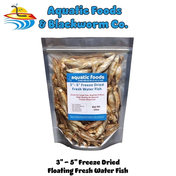 Fresh Water Fish, 3" to 5" Floating Freeze Dried Fish for Monster Tropical Fish, Pacus, Arowanas, Piranhas, Koi Fish, Cats, Hamsters, Rodents, Sugar Gliders, Aquatic Turtles, Reptiles…13oz Bag