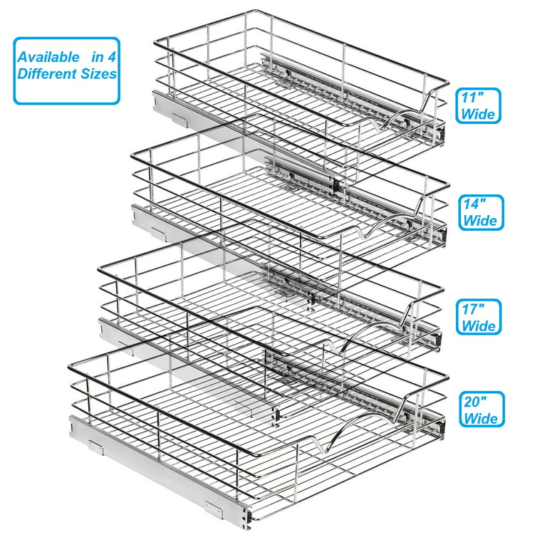 Home Zone Living Pull Out Cabinet Organizer, 11 inch W x 21 inch D, Model #vk40271u, Size: 11 W x 21 D, Silver