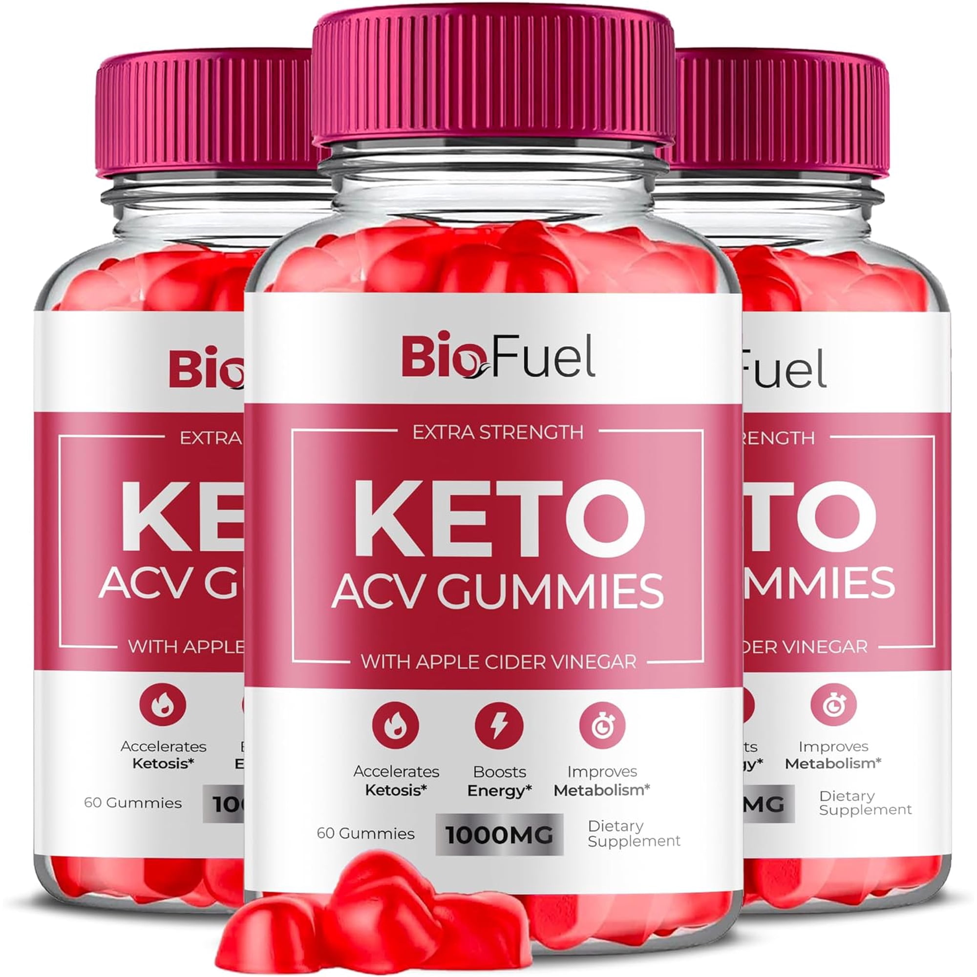 (3 Pack) BioFuel Keto ACV Gummies - Apple Cider Vinegar Supplement for Weight Loss - Energy & Focus Boosting Dietary Supplements for Weight Management & Metabolism - Fat Burn - 180 Gummies