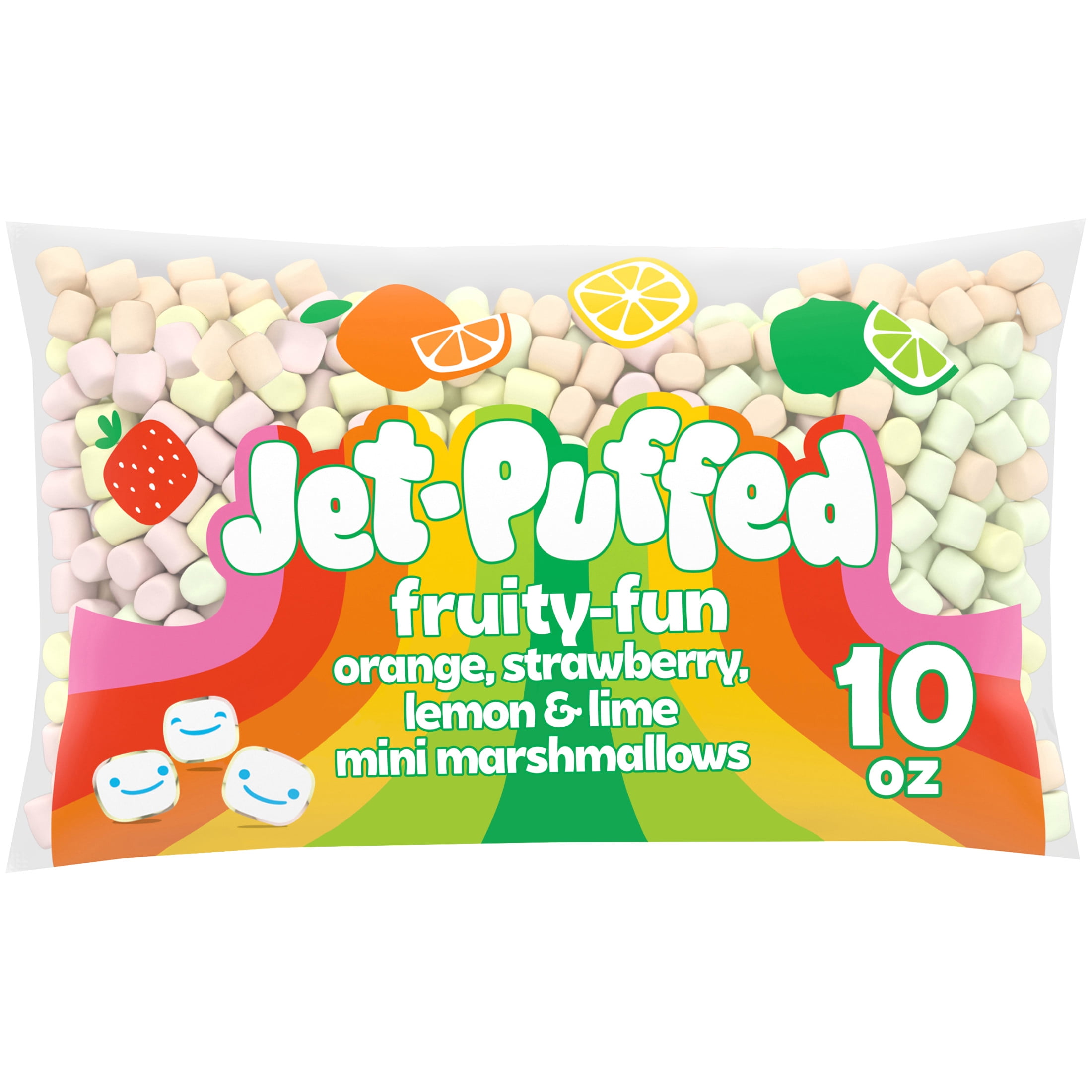 (16 pack) Jet-Puffed Fruity-Fun Orange, Strawberry, Lemon & Lime Mini Marshmallows, 10 oz Bag