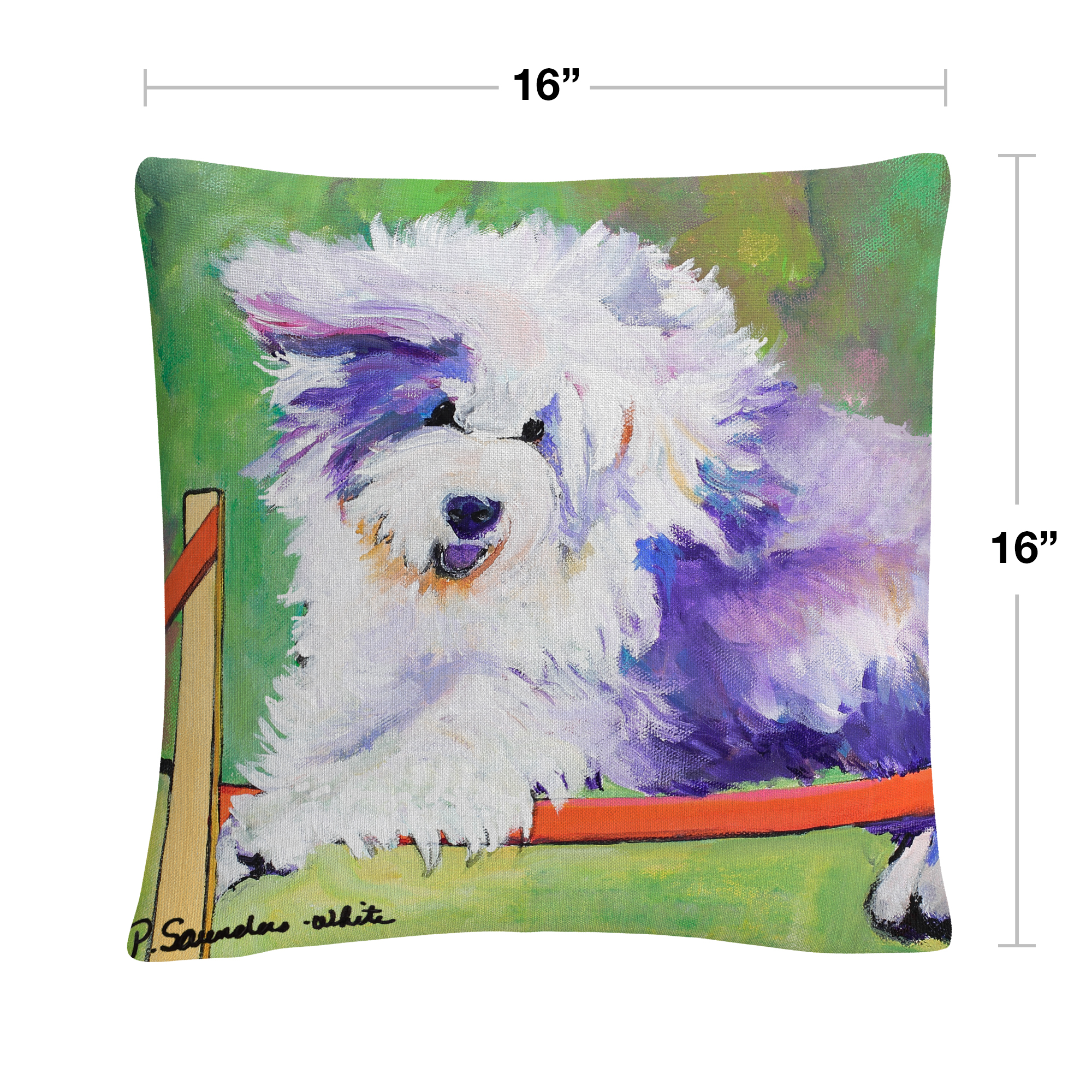 Tibetan Trials' Animals Pets Painting Bold By Pat Saunders-White 16 X 16 Decorative Throw Pillow