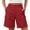 Red -AA01, variant on Inglocry Bermuda Shorts for Women Cargo Shorts Knee Length 6 Pockets Elastic Waist Long Shorts for Summer Casual Army Green L