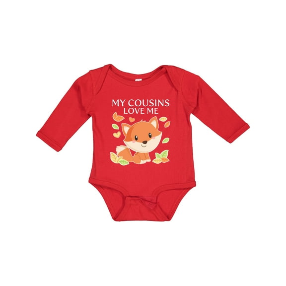 Inktastic My Cousins Love Me Little Fox Boys or Girls Long Sleeve Baby Bodysuit