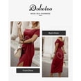 thumbnail image 2 of Dokotoo Women's Off Shoulder Bodycon Dress Short Sleeve High Slit Back Zipper Evening Party Cocktail Midi Dresses S-XL, 2 of 6