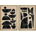 thumbnail image 2 of PixonSign Framed Wall Art Set Retro Geometric Mid-Century Semi-Circle Polygons Variety Abstract Shapes Canvas Prints Cozy Neutral Minimal Decorative Bohemian for Home Decoration - 16"x24"x2 Natural, 2 of 5