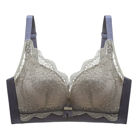 

KaLI_store Women Lingerie No Wire Plus Size Full Coverage Unpadded Minimizer Comfortable Women s Bra Blue 34/75C
