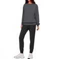 thumbnail image 2 of Women's Two-Piece Casual Suit, Solid Color Fleece-Lined Suit with Contrast Colors, Sweatpants with Pockets, Fashionable and Warm Outfit,Dark Gray,3XL, 2 of 6