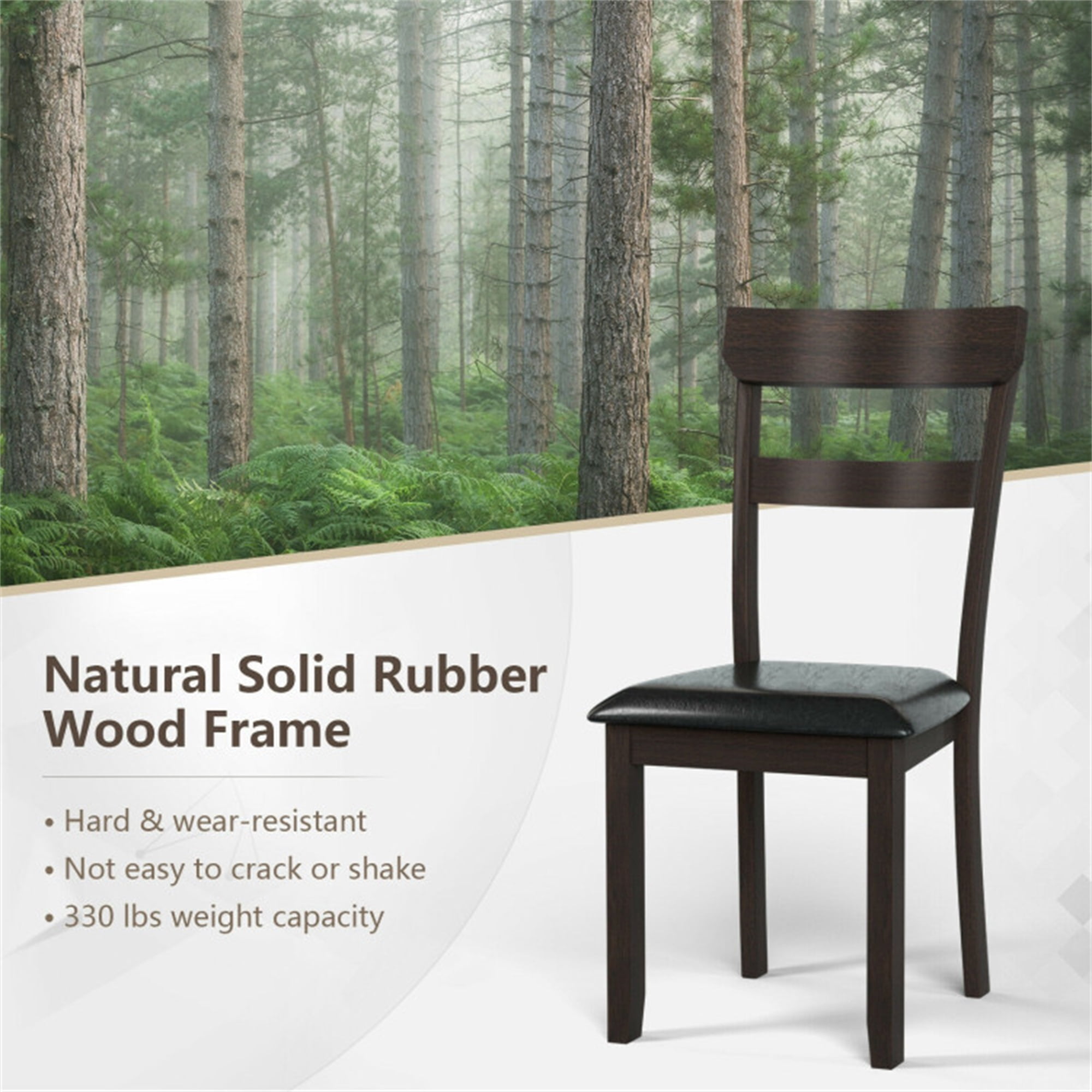 Demi Bonn Set of 2 Dining Chairs With Rubber Wood Frame and Upholstered Faux Leather Seat for Dining Room Living Room, Green