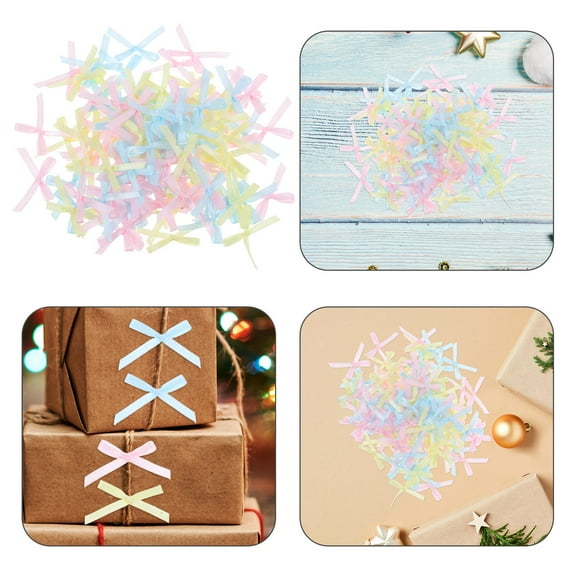 HONMEET Favors Embellishing Ribbon Bow Blue 100Pcs 1.2x1.0x0.2In