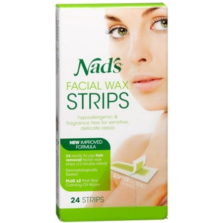 Nad's Facial Hair Removal Strips 24 Each (Pack of 6)