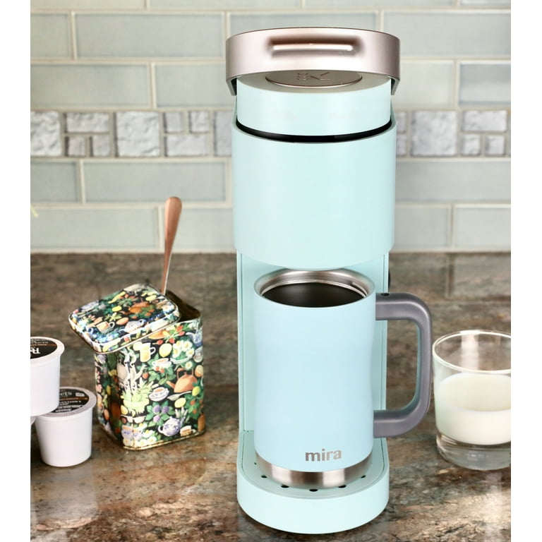 Mira 12 oz Stainless Steel French Press Coffee Maker, Pearl Blue