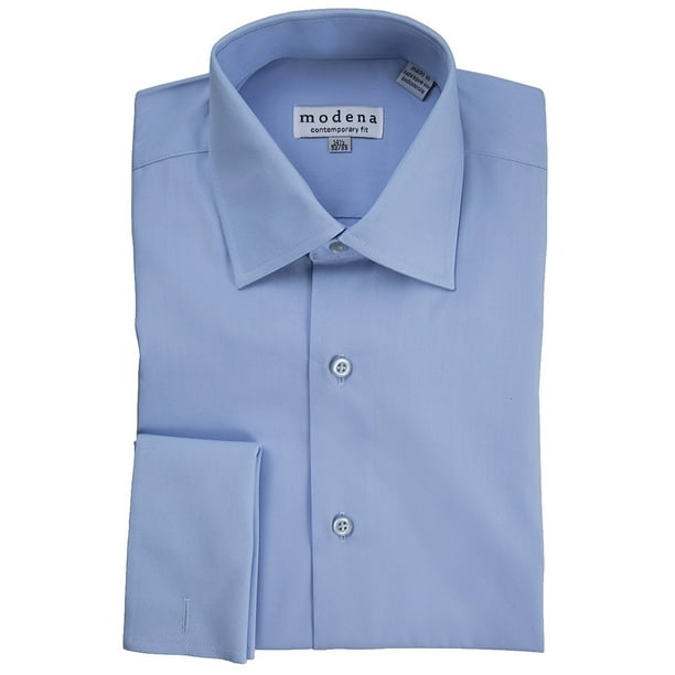 Modena Modena Men's Contemporary (Slim) Fit Spread Collar French Cuff