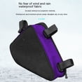 thumbnail image 5 of Bolsa de bicicleta triangular para bicicletas de montaña, playa o carretera, bolsa para manillar delantero, bolsa de viga delantera triangular impermeable de color morado oscuro, 5 of 5