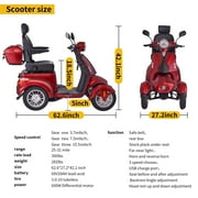 FYC Electric Mobility Scooters for Seniors Adults Heavy Duty 600W Powered 4-Wheel 3-Speed 400lbs Capacity Scooter with Adjustable Seat Rear Lockbox for Travel
