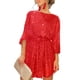thumbnail image 1 of Vestido mini de media manga con lentejuelas y purpurina para mujer de Ruibeauty, vestido para cóctel o fiesta, 1 of 7