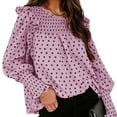 thumbnail image 3 of Mujeres camisa puff manga larga ruffle dot imprimir blusa cómoda para las mujeres Otoño Invierno, 3 of 5