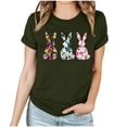 thumbnail image 3 of VBTAPA 2025 Summer Tops for Women Happy Easter T Shirt Cute Bunny Eggs Graphic Tees Casual Holiday Short Sleeve Tees Top Sales of the Day Army Green L, 3 of 6