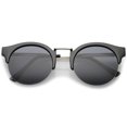 thumbnail image 1 of sunglassLA Unisex Semi-Rimless Metal Nose Bridge Trim Neutral-Colored Lens Round Sunglasses 51mm (Black-Silver / Smoke) - 51mm, 1 of 4