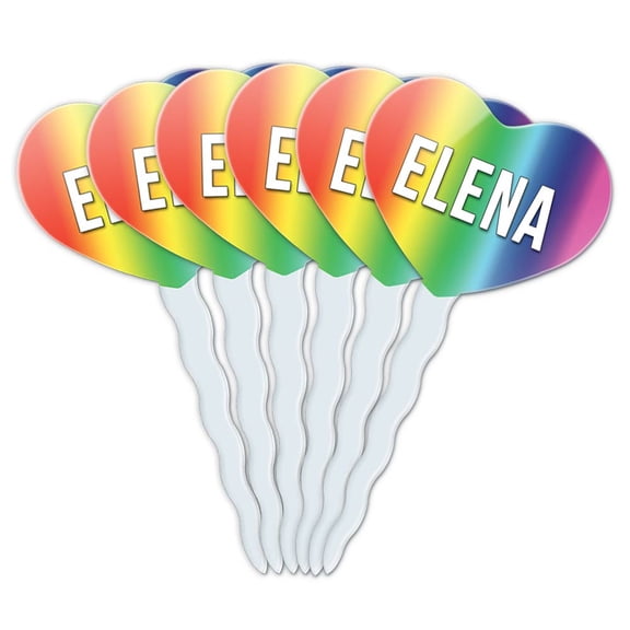 Elena Heart Love Cupcake Picks Toppers - Set of 6