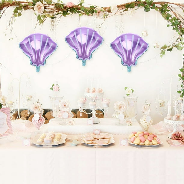 Homemaxs 12pcs Seashell Foil Balloons Creative Party Decor Mylar Balloon For Wedding Birthday Festival (Purple+Pink) Other