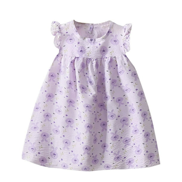 Odeerbi Niñas Verano Algodón Vestido Tanque Floral Volantes Vestido Sol Sin Mangas Transpirable Vestido Princesa