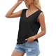 thumbnail image 4 of Camiseta de mujer Sexy Hollow Lace Manga corta Cuello en V Top informal suelto, Negro, M Sweethay AP001247-10, 4 of 7