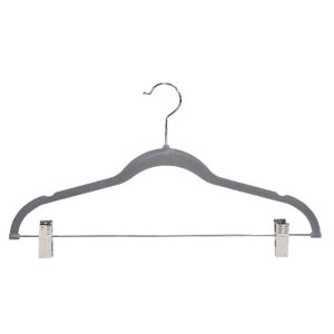 Simplify 6-Pack Velvet Clothing Hangers with Clips, Gray