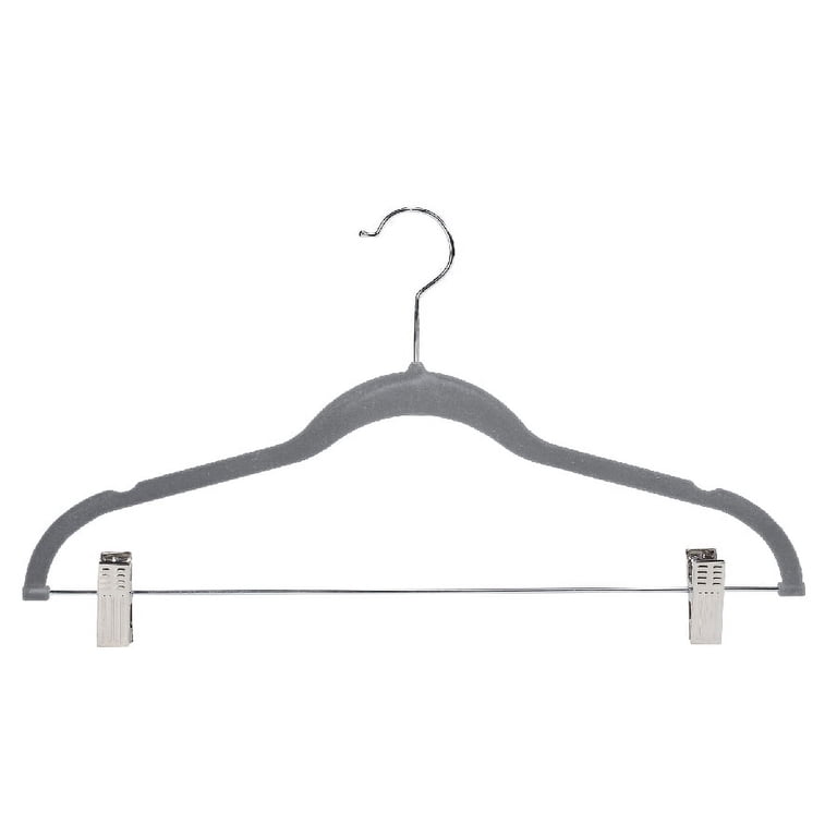 Simplify 6-Pack Velvet Clothing Hangers with Clips, Gray photo 1