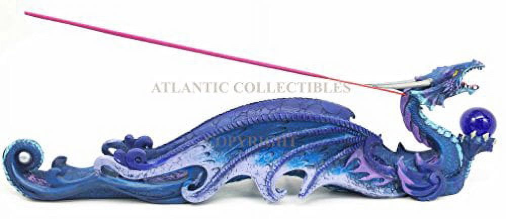 Myth & Legend Blue Leviathan Deep Sea Dragon Incense Holder & Burner Figurine Sculpture For Fantasy Lovers Magic and Dungeons