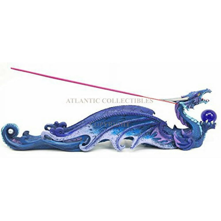 Myth & Legend Blue Leviathan Deep Sea Dragon Incense Holder & Burner  Figurine Sculpture For Fantasy Lovers Magic and Dungeons 