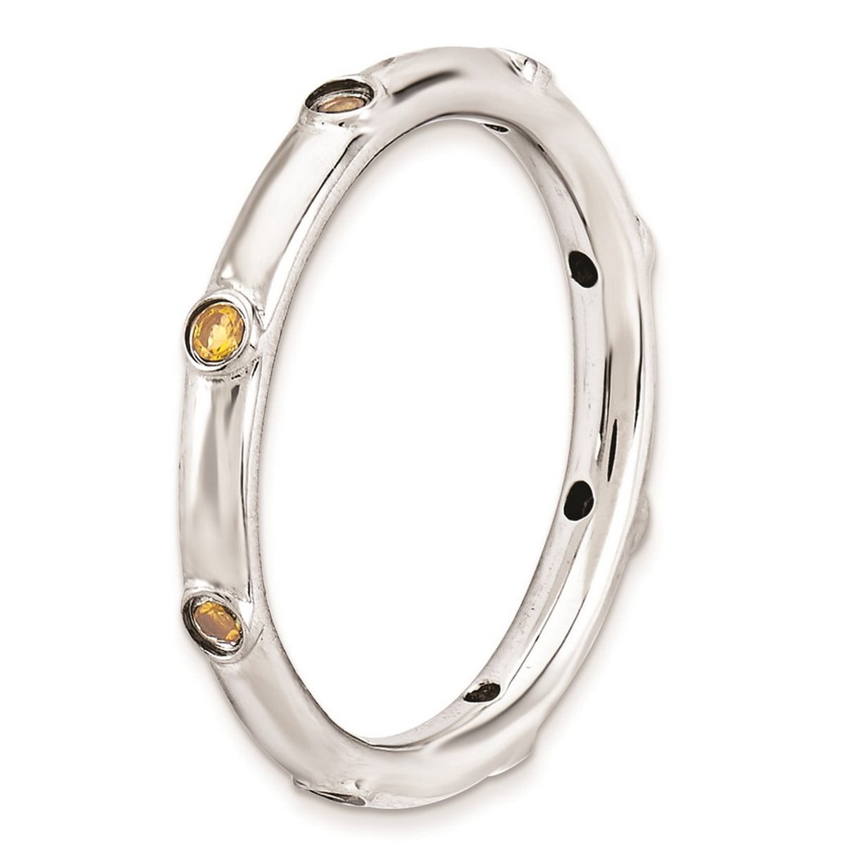 925 Sterling Silver Bezel Polished Stackable Citrine Ring Size 6 Stackable Ring for Women - .12 cwt